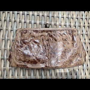 Brown distressed clutch